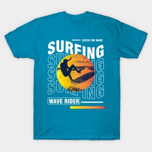 Surfing waves Typography T-Shirt